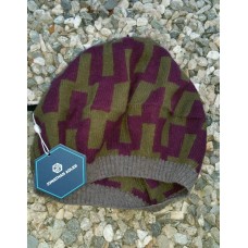 NWT Johnathan Adler olive green / purple Stepped Chevron Beret Hat Cap Beanie  eb-91237913
